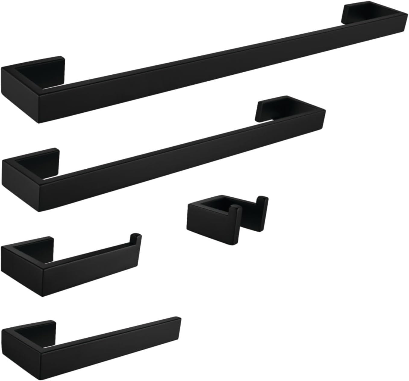 Kingston Brass BAHK6412478MB Lasdun 5-Piece 18-Inch and 24-Inch Towel Bars Bathroom Accessory Set in Matte Black