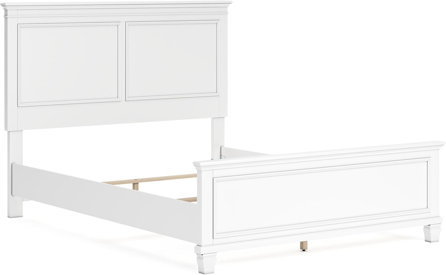 Signature Design by Ashley Fortman Transitional Queen Panel Bed with Tapered Feet, Foundation or Box Spring Needed, White