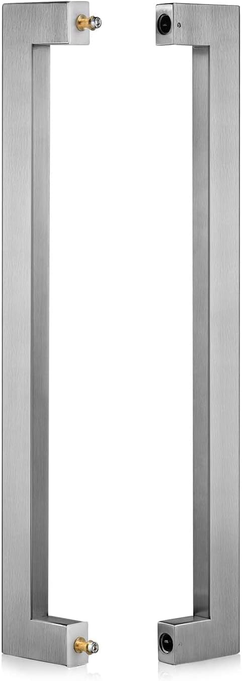 Ranbo Squared-Shaped/Rectangle 71' Large Push Pull Door Handle, Back to Back,1762mm (69 3/8 inch), 1.2 mm 304 Stainless Steel, for Barn Front Wood Shower Commercial Entrance Door,Brushed Nickel