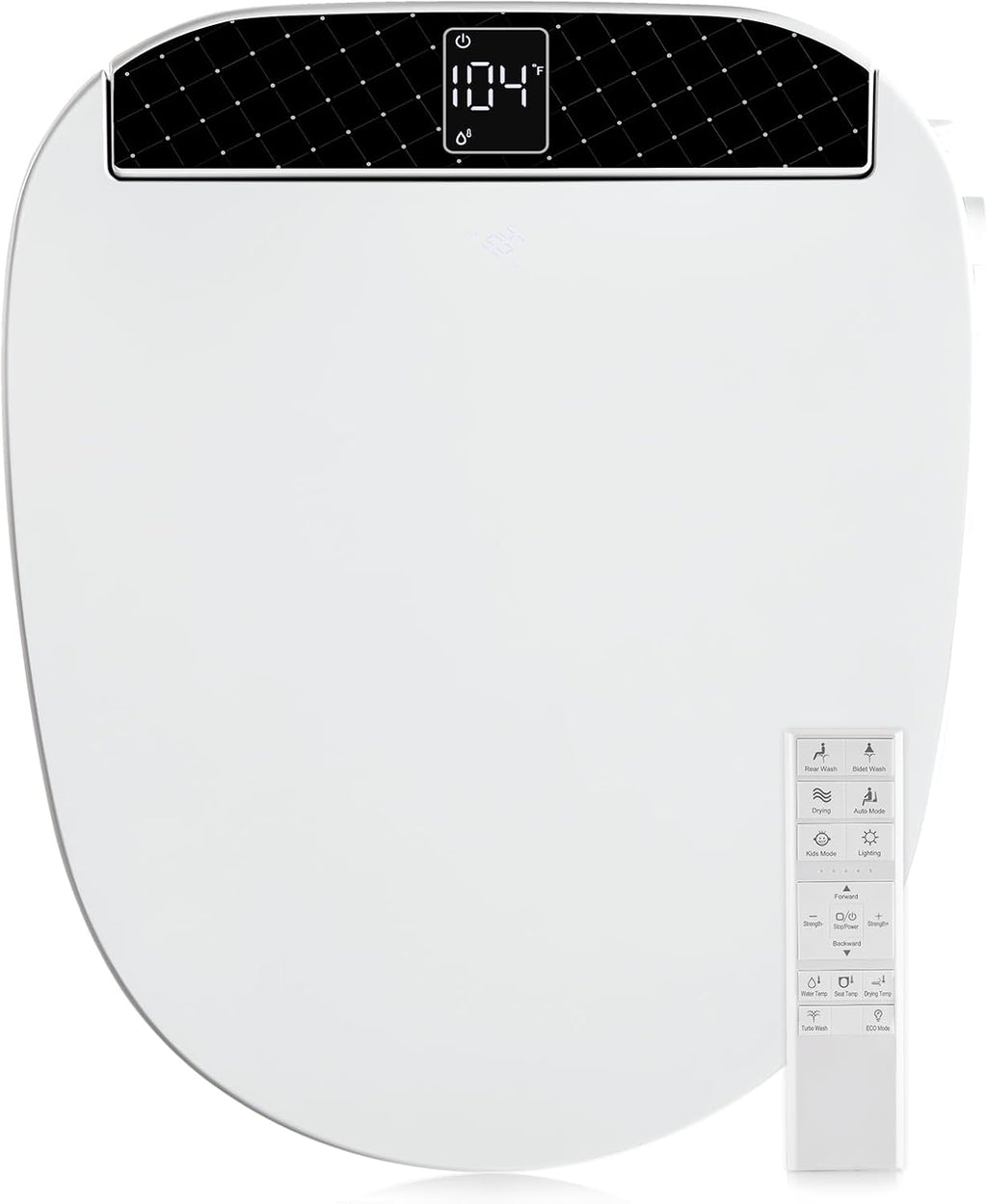 Combier CMA210DS-B Bidet Toilet Seat with Heated Seat, Turbo Wash, Warm Water & Air Dryer – Wireless Remote + Side Panel Control(Round)
