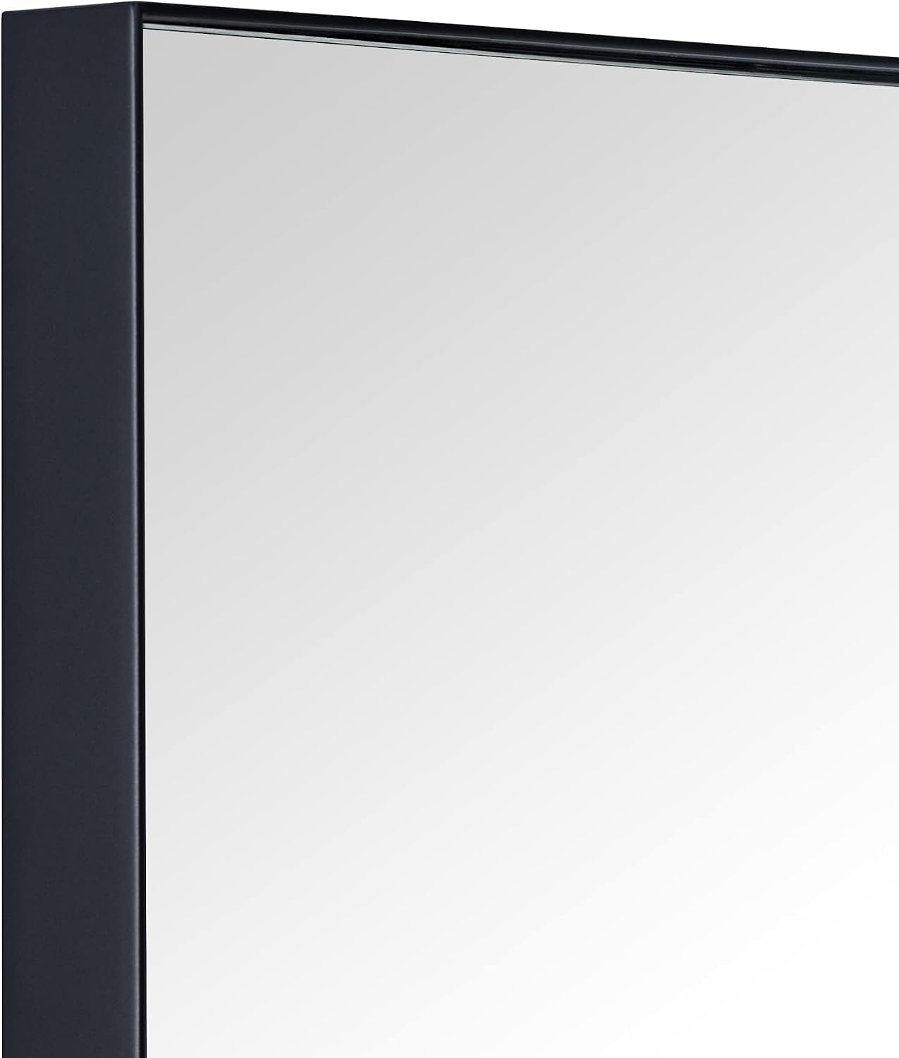 TEHOME Recessed Mount 16x26'' Squared Rectangle Matt Black Bathroom Medicine Cabinet with Mirror Black Metal Framed Rectanglular Medicine Cabinet 2 Adjustable Glass Shelves