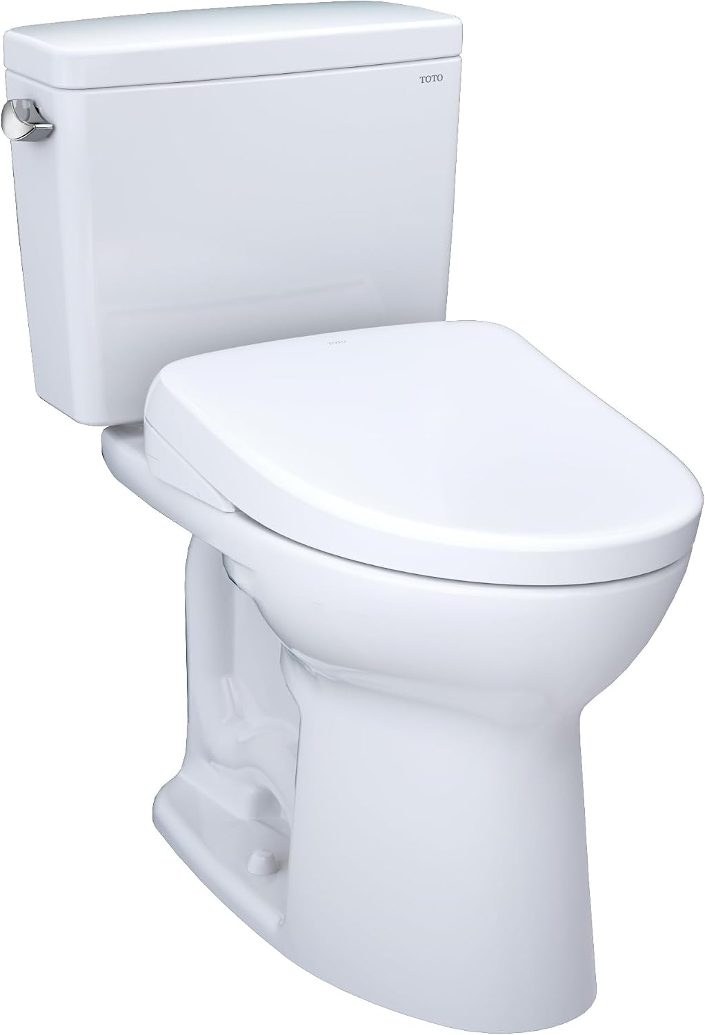 TOTO® Drake® WASHLET®+ Two-Piece Elongated 1.28 GPF TORNADO FLUSH® Toilet with S7A Contemporary Bidet Seat, Cotton White - MW7764736CEG#01