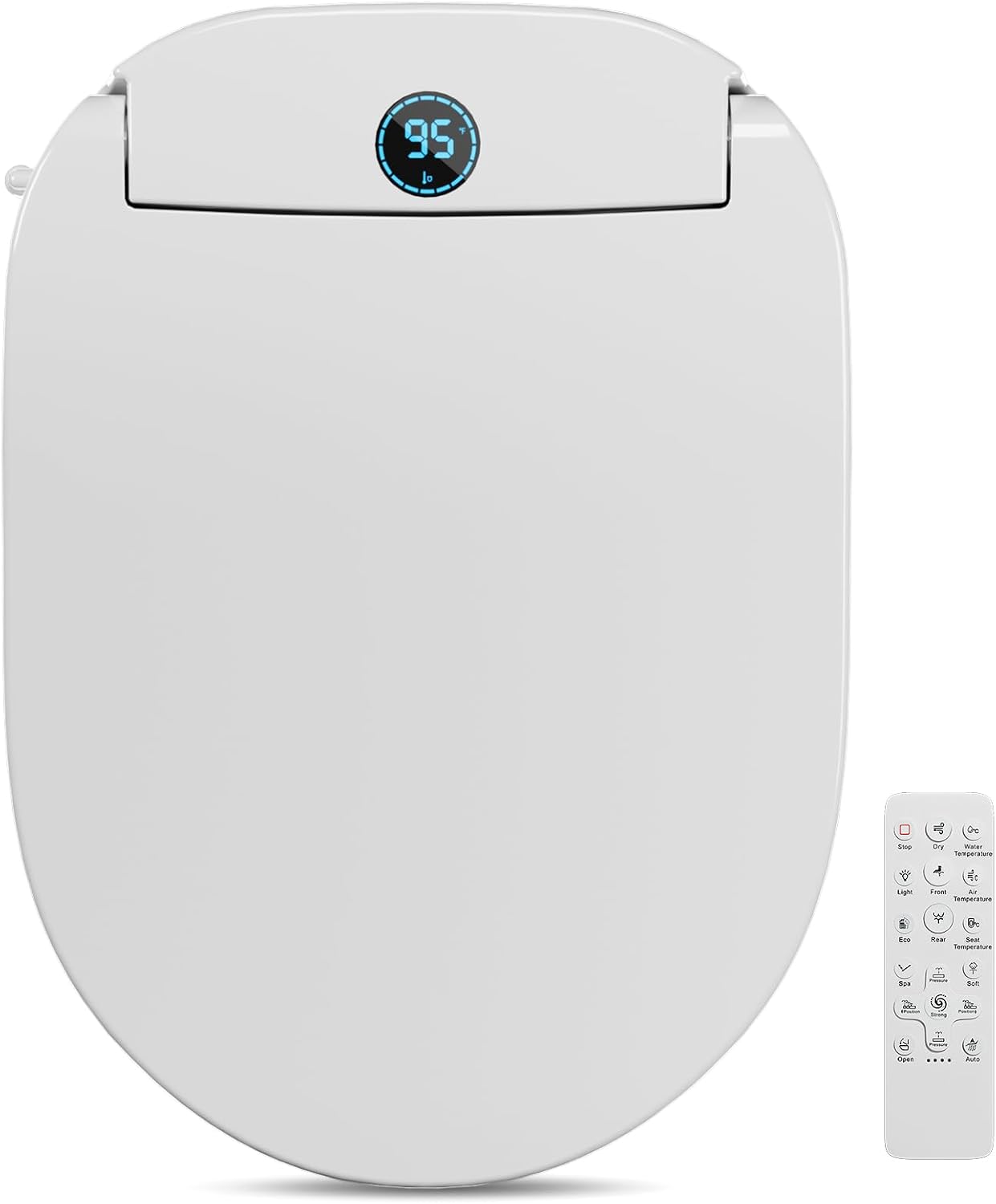 TOTTE Auto Open/Close Lid Bidet Toilet Seat Round, Smart Toilet Seat with Instant Warm Water Heated Bidet Seat & Warm Air Dryer, Multiple Wash Methods, Remote Control, ECO Mode