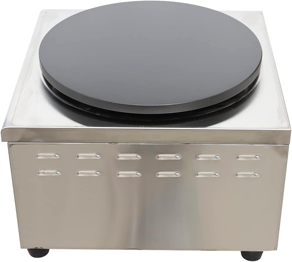 16''Commercial Gas Crepe Makers Machine LPG Gas Pancake Machine Griddle Maker Machine with Low Pressure Valve for Blintzes, Eggs, Tortilla