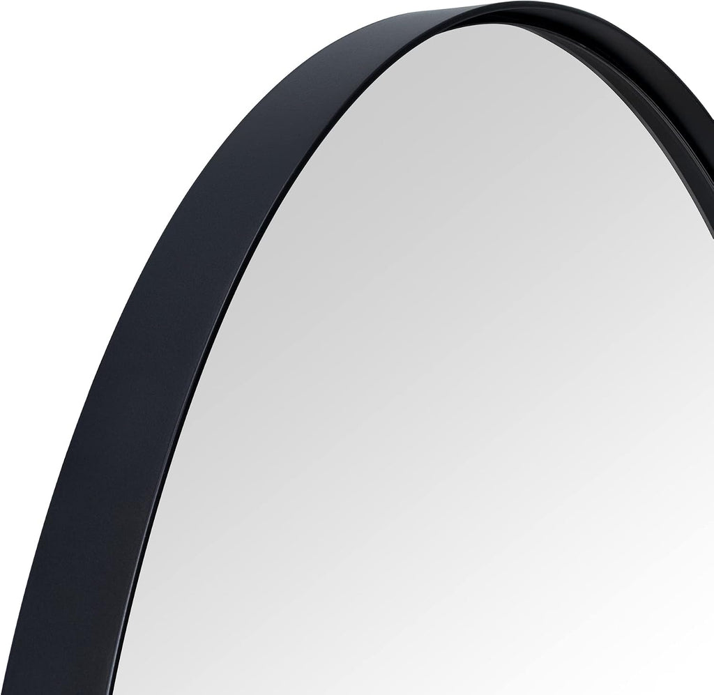 Matt Black Arched Recessed Bathroom Medicine Cabinet with Mirror Stainless Steel Metal Framed Rectangular Bathroom Cabinet with Mirror 16x28.3''