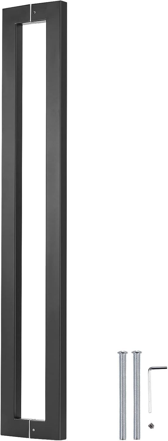 Ranbo Squared-Shaped/Rectangle 71' Large Push Pull Door Handle, Back to Back,1762mm (69 3/8 inch), 1.2 mm 304 Stainless Steel, for Barn,Front, Wood, Commercial, Entrance Door, Matte Black