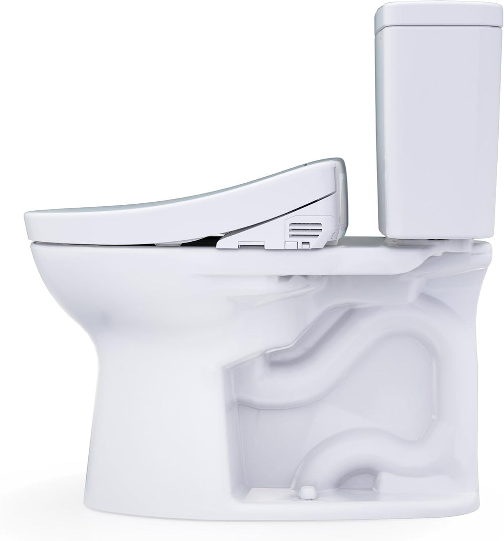 TOTO® Drake® WASHLET®+ Two-Piece Elongated 1.6 GPF Universal Height TORNADO FLUSH® Toilet with S5 Bidet Seat, Cotton White - MW7763446CSFG#01