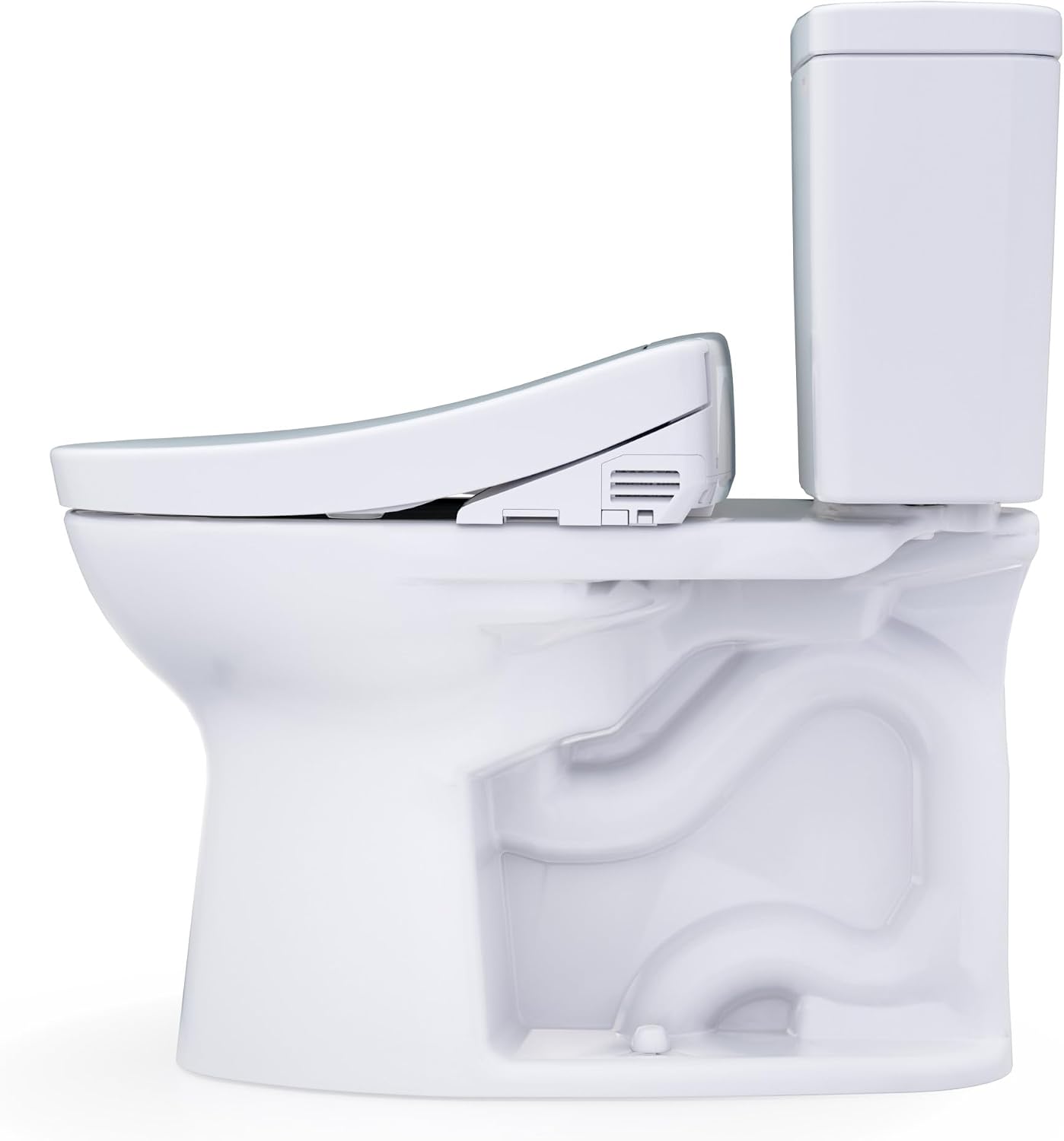 TOTO® Drake® WASHLET®+ Two-Piece Elongated 1.6 GPF Universal Height TORNADO FLUSH® Toilet with S2 Bidet Seat, Cotton White - MW7763346CSFG#01