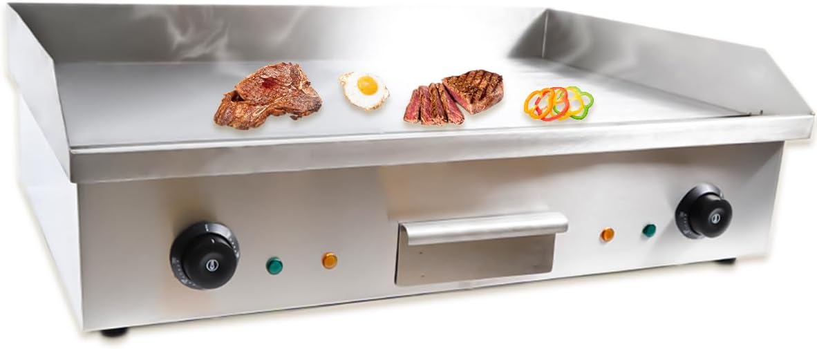 Commercial Electric Griddle, 3000W 28' Commercial Flat Top Griddle, Stainless Steel Non-Stick Countertop Teppanyaki Grill, Adjustable Temperature Control 122℉-572℉