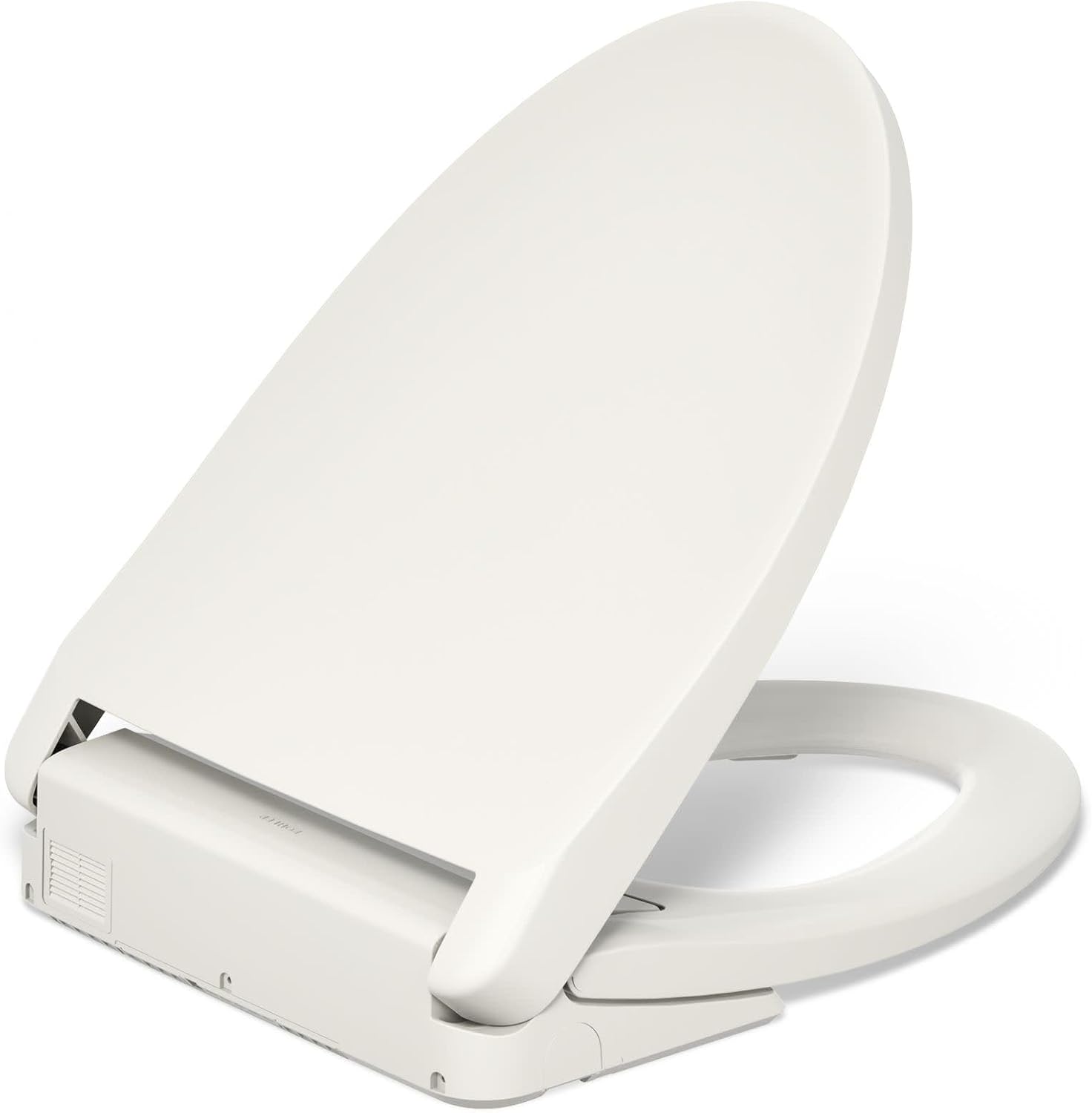 Kohler PureWash E930 Elongated Heated Bidet Toilet Seat, Biscuit with Remote Control, Warm Water Bidet for Existing Toilets with Dryer, Adjustable Sprayer