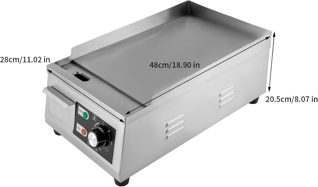 Commercial Griddle, Countertop Griddle Non-Stick, Stainless Steel Electric Flat Top Grill for Restaurant Kitchen, 110V 1300W