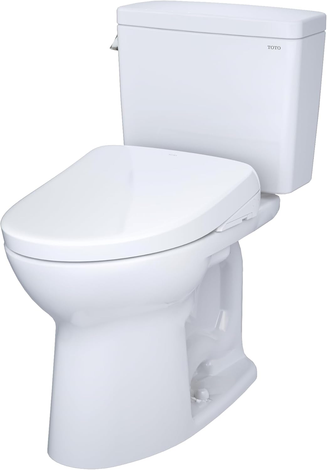 TOTO® Drake® WASHLET®+ Two-Piece Elongated 1.6 GPF Universal Height TORNADO FLUSH® Toilet with S7A Contemporary Bidet Seat, Cotton White - MW7764736CSFG#01