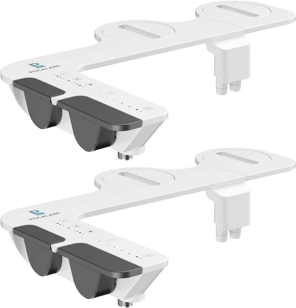 Ultra-Slim 3-in1 Bidet, Self-Cleaning, Posterior&Feminine Wash-(Retractable Dual Nozzles), Non-Electric Bidet Attachment, Adjustable Fresh Cold Water Pressure, Stainless Steel Inlet（2PCS）