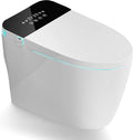 Smart Toilet with Bidet Built In, One-piece Heated Bidet Toilet Seat, Foam Sheild Deodorization, Foot Sensor Flushing, Multi-Functional Remote Control, Night Light, LED Display, Black