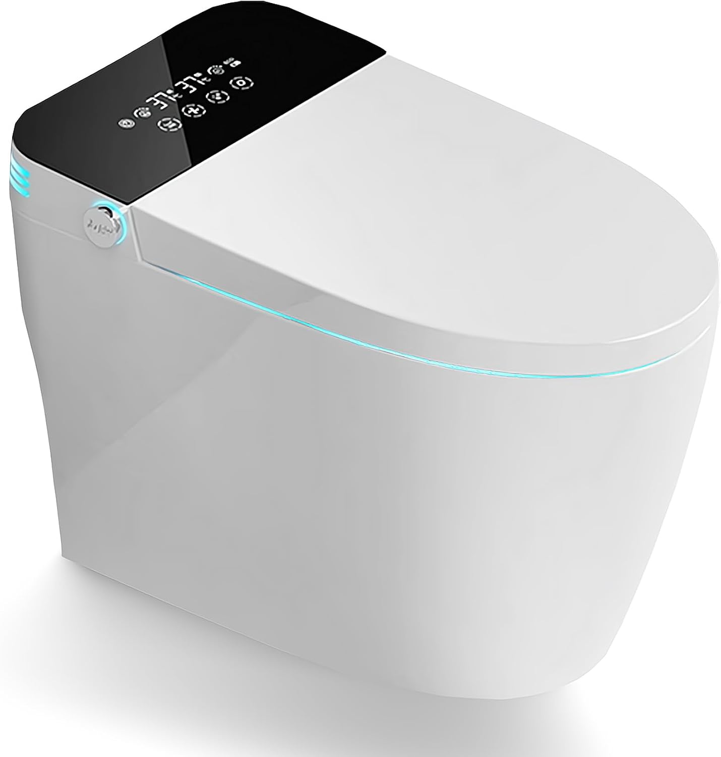 Smart Toilet with Bidet Built In, One-piece Heated Bidet Toilet Seat, Foam Sheild Deodorization, Foot Sensor Flushing, Multi-Functional Remote Control, Night Light, LED Display, Black