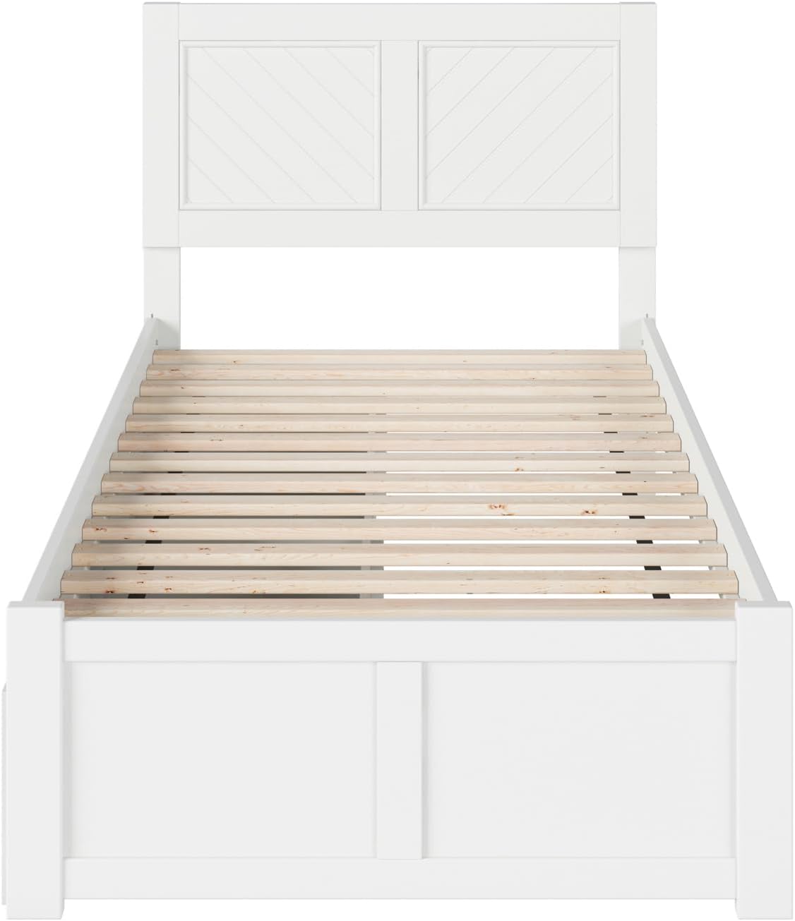 AFI, Canyon Twin Solid Wood Storage Platform Bed with Footboard & Set of 2 Storage Drawers, White