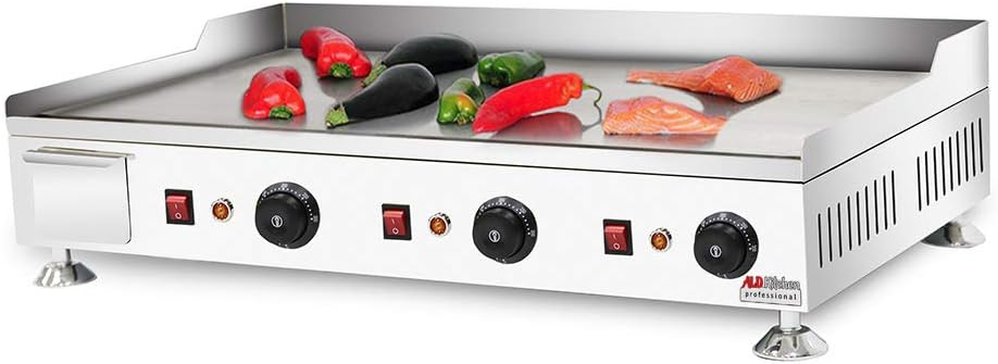 ALDKitchen Flat Top Griddle | Teppanyaki Grill with Dual Thermostat | No plug | 110V (30.15' x 17.59')
