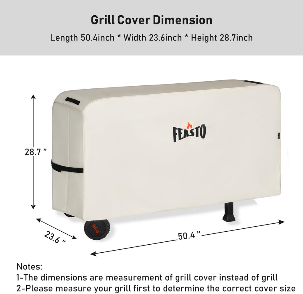 Feasto 3-Shelf Pizza Oven Table 33.5' x 21.7' Stainless Top, Rolling Outdoor Grill Cart with Waterproof Cover for Pizza Ovens & Griddles, Heavy-Duty BBQ Prep Station for Patio & Deck, Black