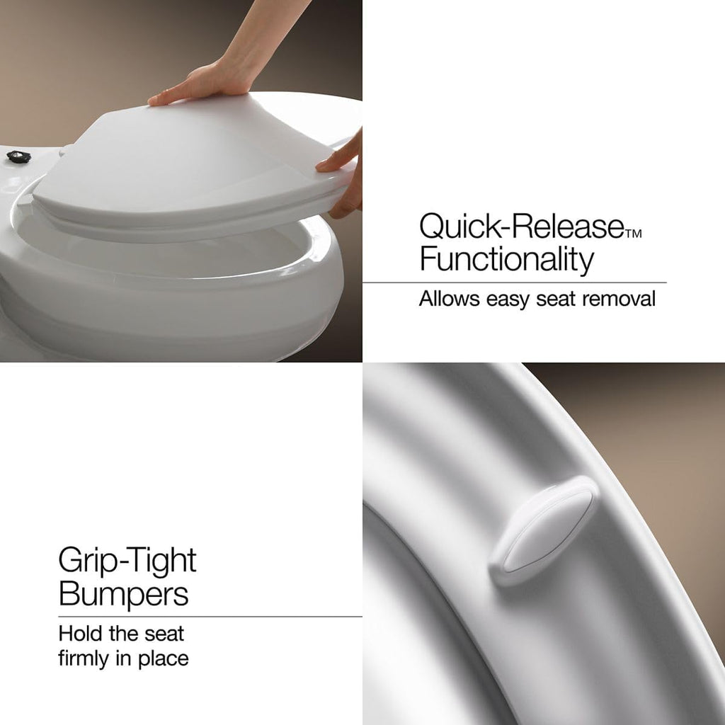KOHLER 78052-RL-0 Rutledge ReadyLatch Quiet Close Rount Toilet Seat, Slow Close Lid and Seat, Grip-Tight Bumpers and Installation Hardware, White (Pack of 2)