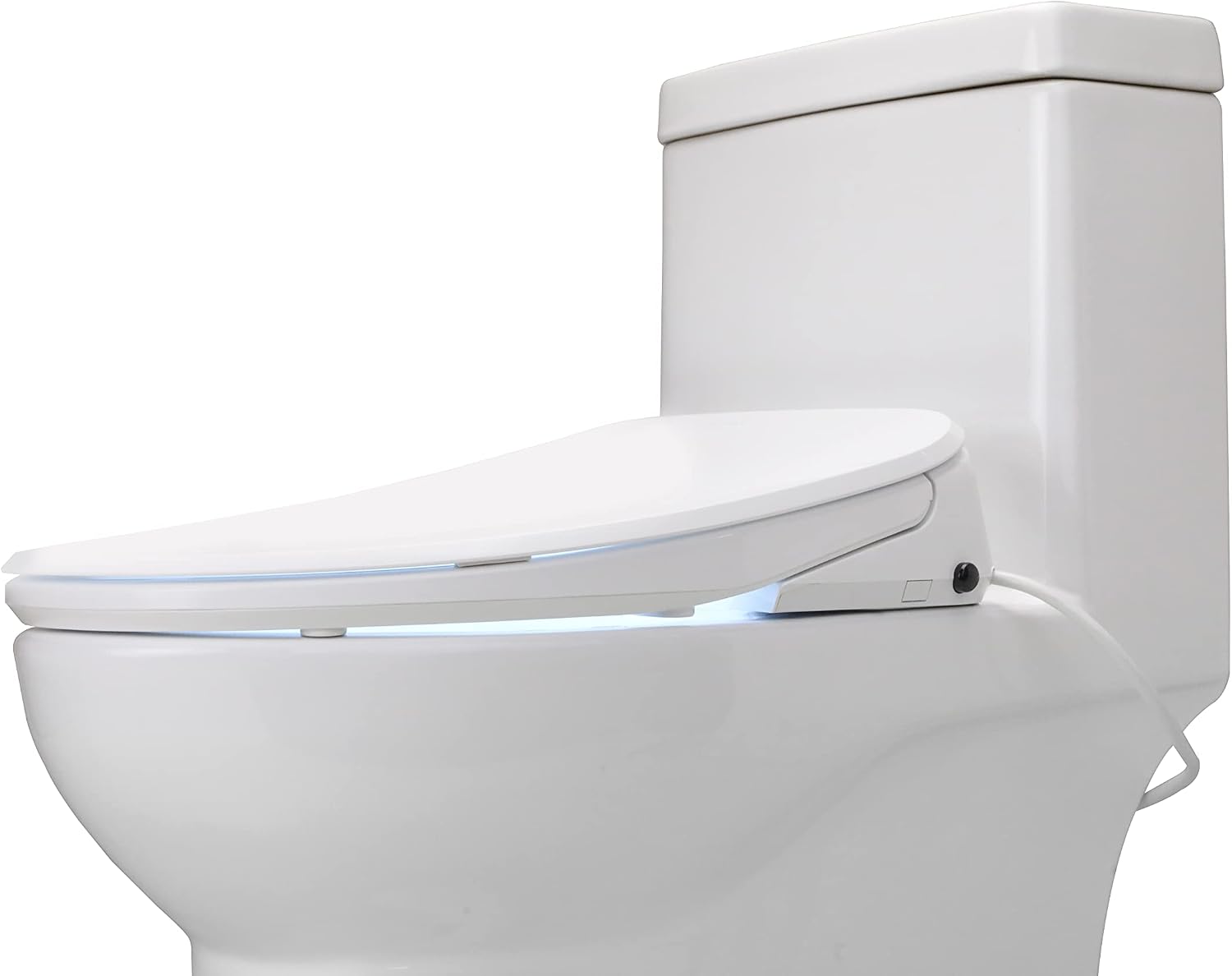 ALPHA BIDET UX Pearl Bidet Toilet Seat in Elongated White | Ultra Low Profile | Endless Warm Water | Arced Stainless Steel Nozzle | LED Nightlight | Dryer | Deodorizer | 3 Year Warranty