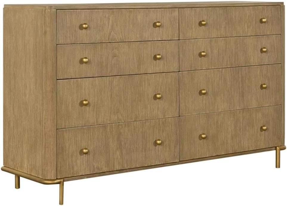 Pemberly Row 4-Piece Eastern King Bedroom Set, Sand Wash Finish, Solid Wood and Natural Cane, Includes Bed, Nightstand, Dresser, Mirror, Mid-Century Modern Style, USB Ports, Storage, Elegant Retreat