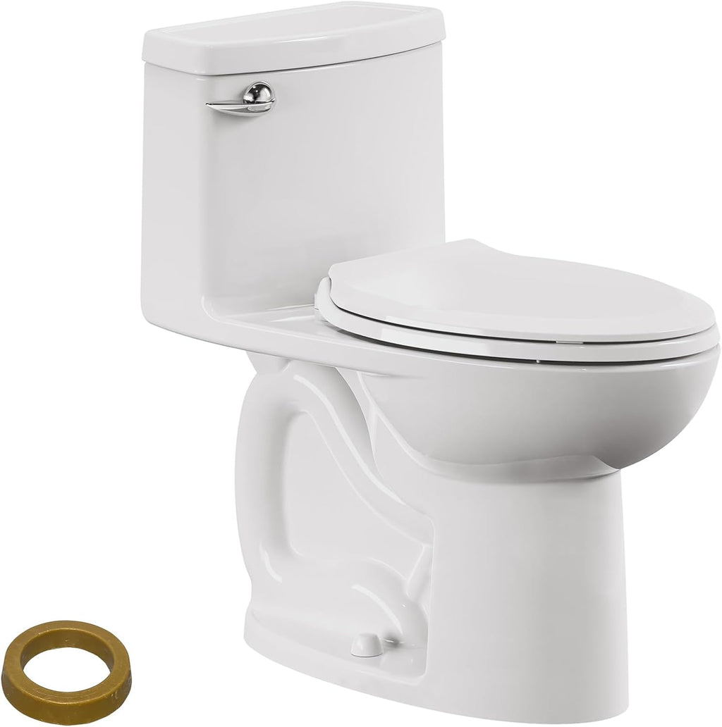 American Standard 612AA001.020 Compact Cadet 3, One-Piece Toilet with Slow-Close Seat and Wax Ring, Elongated Front, Left-Hand Flush, One Piece Toilets, White, 1.28 gpf