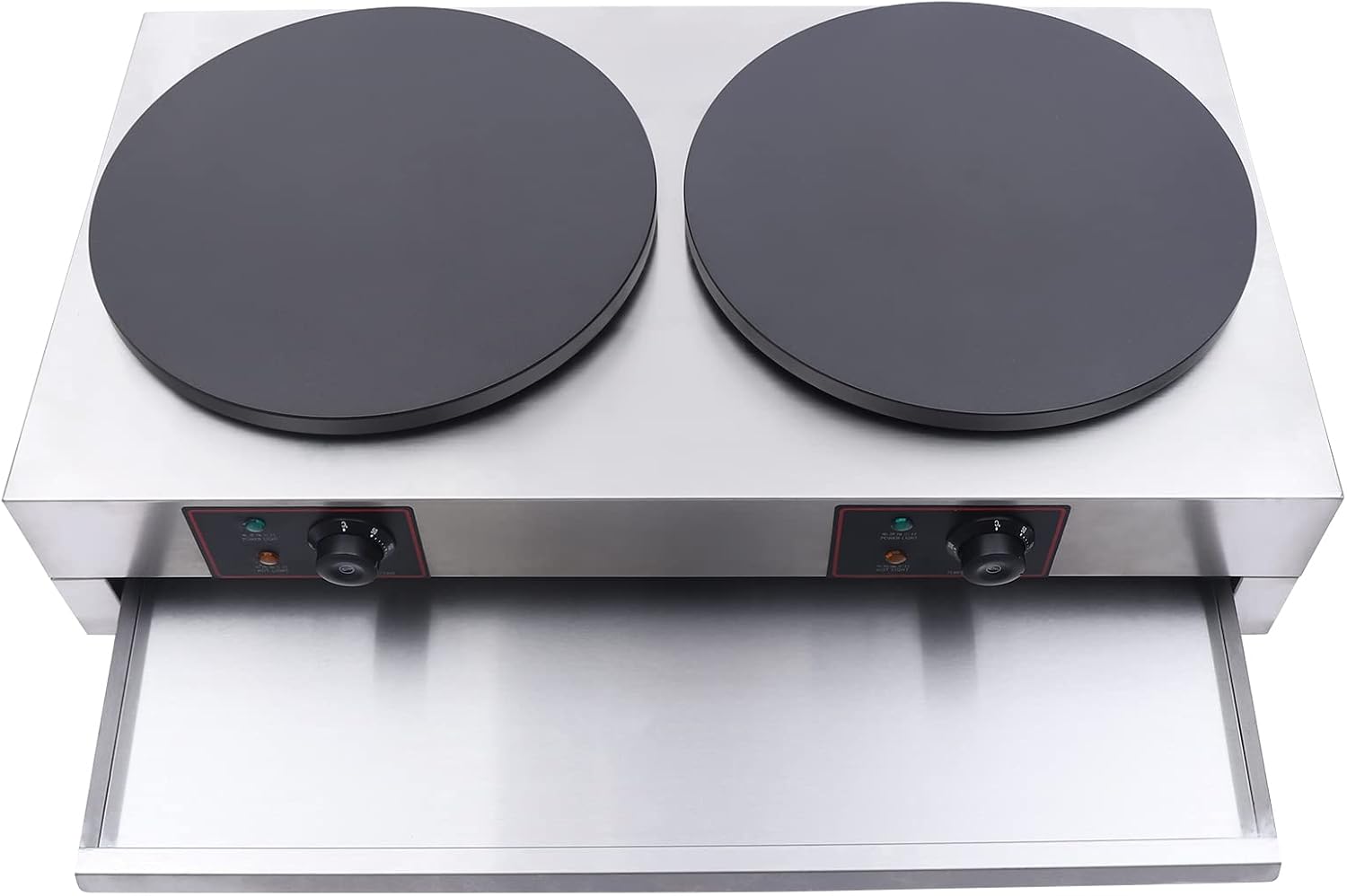 16 Inch Electric Crepe Maker, 2x1700W Commercial Crepe Maker Double Head Electric Crepe Griddle Blintzes Maker, Large Commercial Crepe Machine 122°F-572°F Temp. Range for Blintzes, Crepes