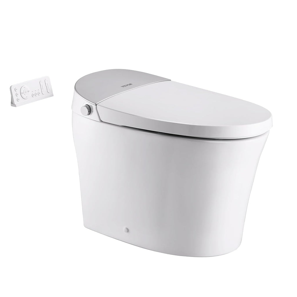 VEVOR Smart Toilet, One Piece Toilet with Bidet Built in, Foot Sensor Operation, Warm Water Sprayer & Air Drying,Easy Operated Toilet with Remote Control, Heated Seat with LED Display