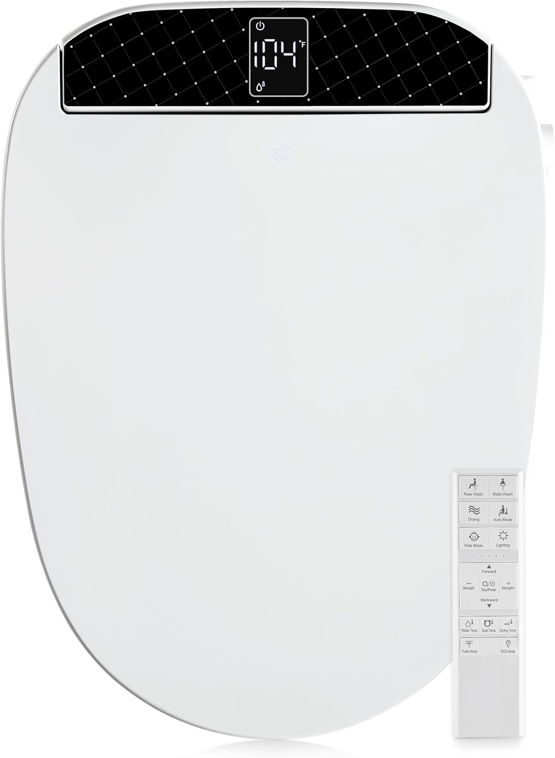 Combier CMA210S-B Bidet Toilet Seat with Heated Seat, Turbo Wash, Warm Water & Air Dryer – Wireless Remote + Side Panel Control(Elongated)