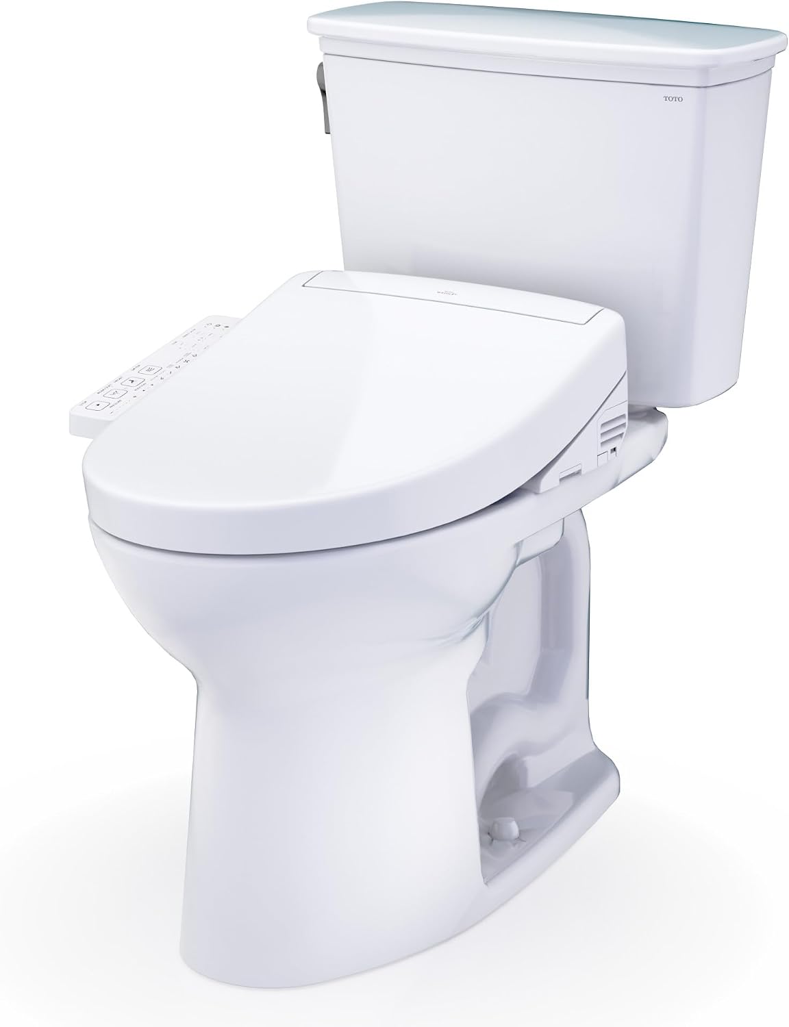TOTO® Drake® Transitional WASHLET®+ Two-Piece Elongated 1.28 GPF Universal Height TORNADO FLUSH® Toilet with S2 Bidet Seat, Cotton White - MW7863346CEFG.10#01