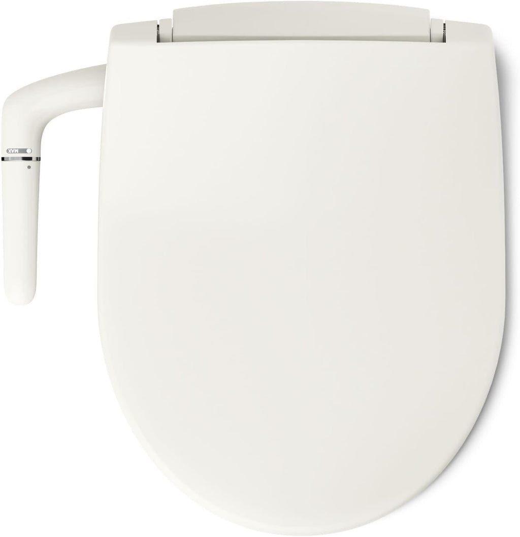 Kohler PureWash M250 Manual Bidet Toilet Seat, Round & Low Profile, Non- Electric, Adjustable Water Pressure, Self Cleaning, Quiet-Close, Easy Installation, Biscuit