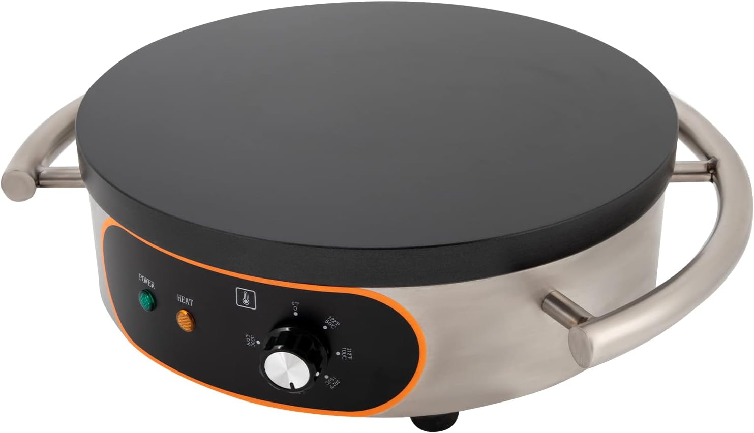 Commercial Crepe Griddle Electric Crepe Maker Machine, 1500W 16inch Commercial Crepe Machine Nonstick Round Crepe Griddle, 122°F-572°F Temp. Range for Blintzes, Crepes, Tortillas, Eggs