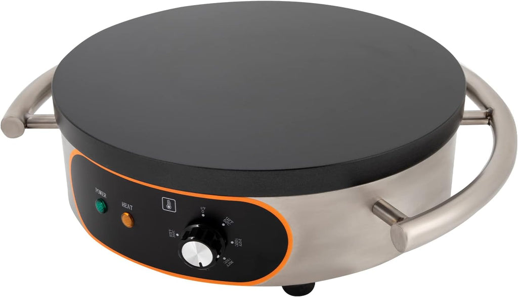Electric Crepe Maker, 1500W 21' Commercial Desktop Circular Cereals Pancake Stove with Temp Control, Mini Pancake Makers, Non Stick Big Hotplate Griddle Crepe Pan for Kitchen,Snack Stand,Dessert Shop
