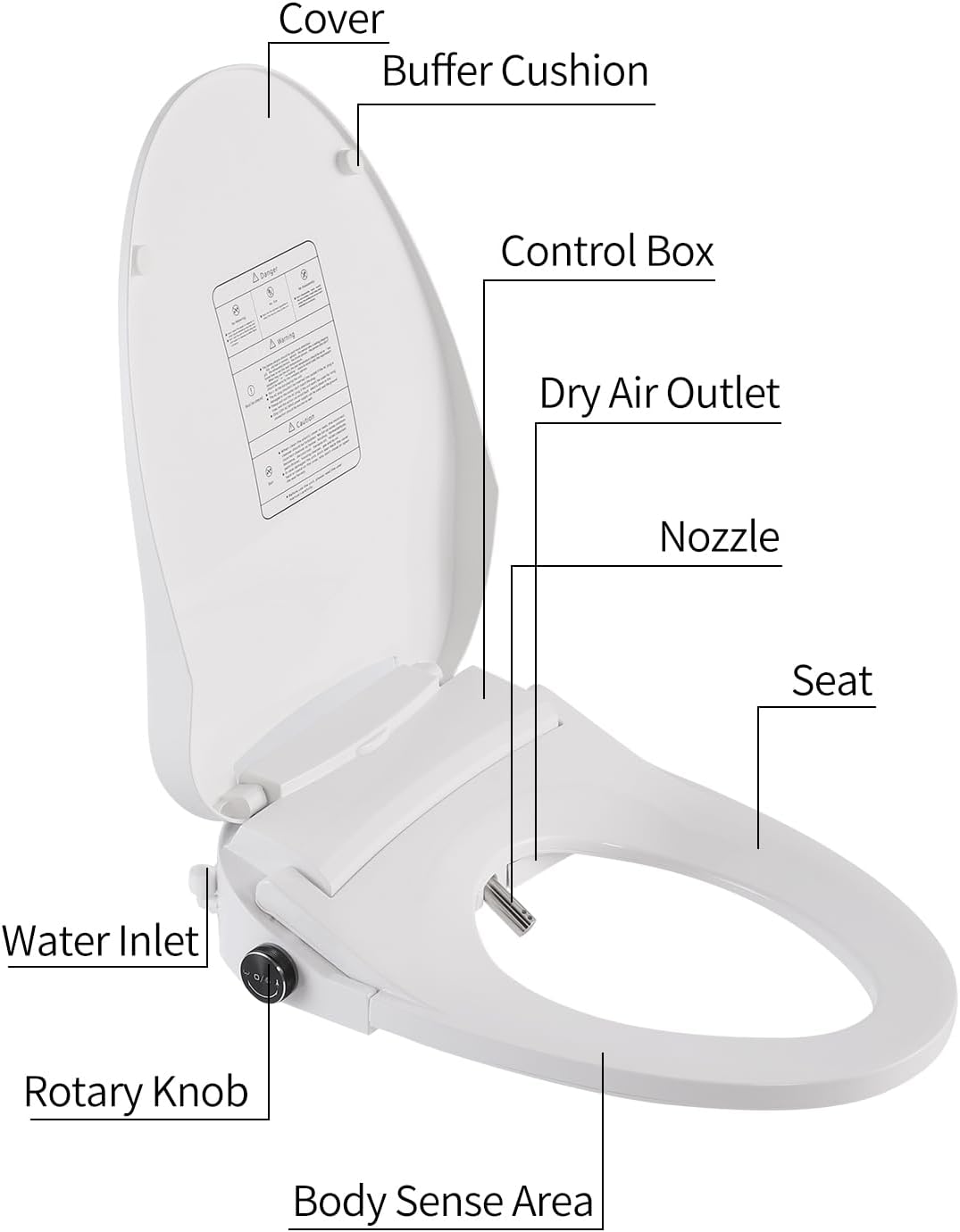 Bidet Toilet Seat Elongated,Electric Heated Bidet with Warm Water,Dryer,Remote Control & Multiple Spray Modes,Self-Clean Nozzle,Anti-Yellowing Material,for Women,Men,Pregnant & Elderly