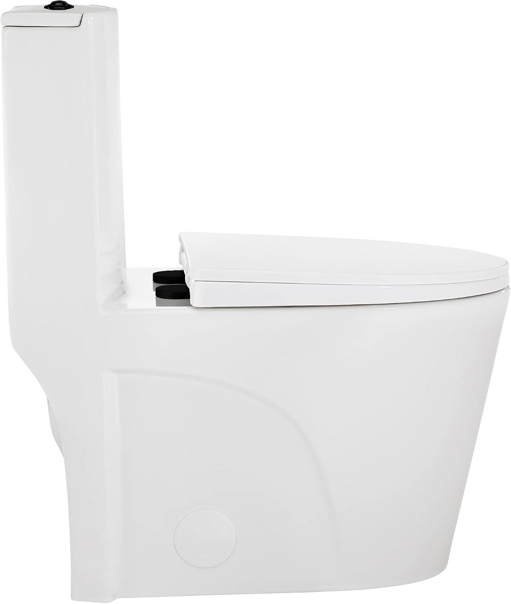 St. Tropez One Piece Elongated Toilet Dual Vortex™ Flush, Black Hardware