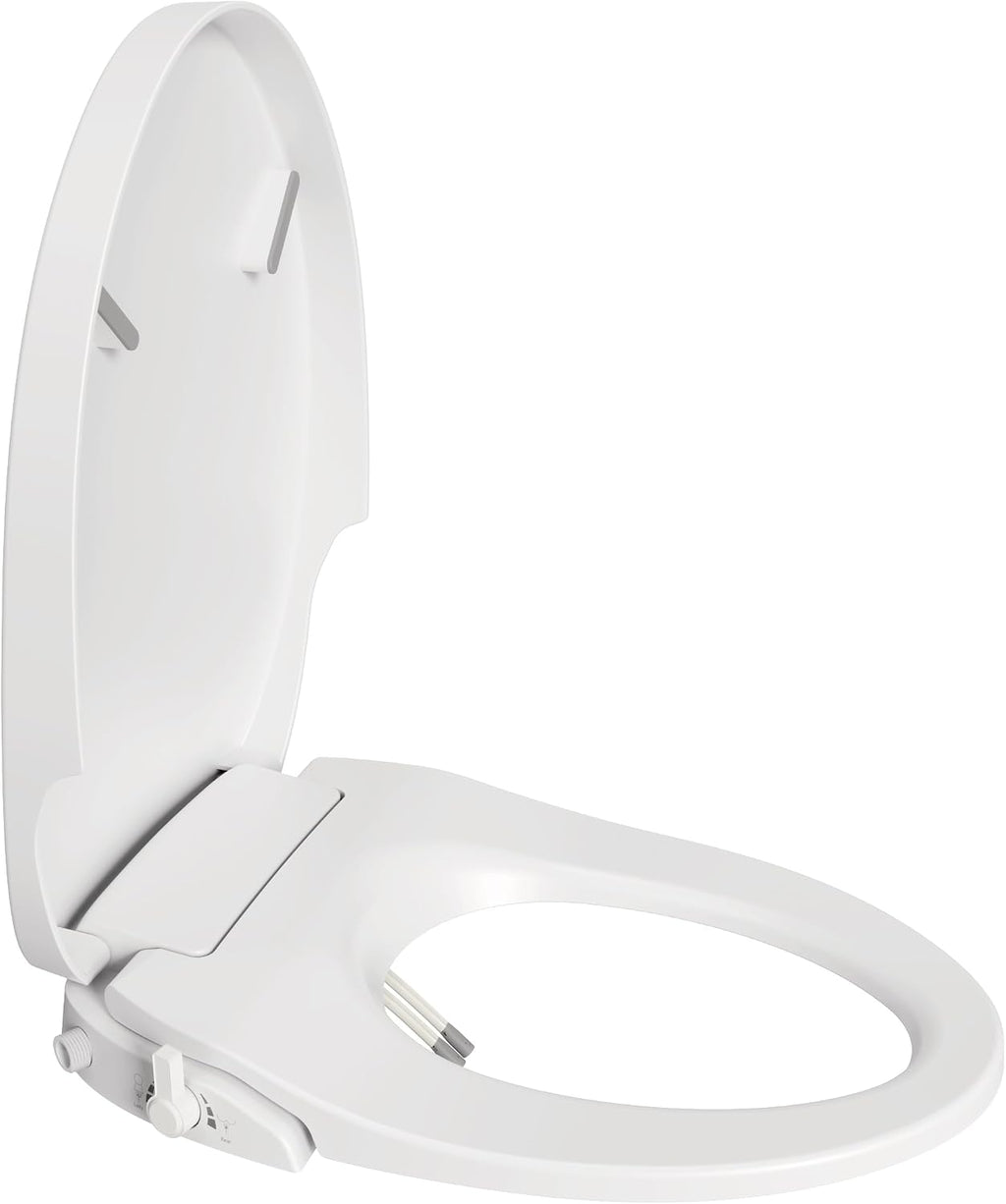 Elongated Bidet Toilet Seat with Soft Closing, Non-Electric Bidet Mode with Dual Nozzles, Fit Elongated Toilet Seat, Adjustable Water Pressure with Brass inlet