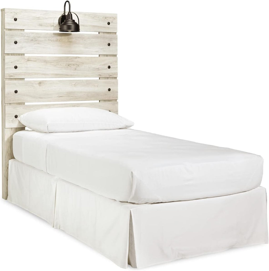Signature Design by Ashley Cambeck Farmhouse Panel Headboard ONLY with USB Charging Stations, Twin, Whitewash