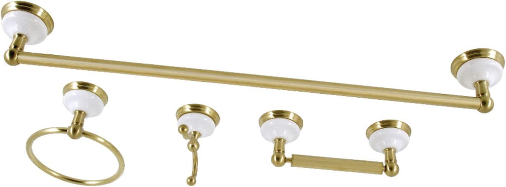 Kingston Brass BAK1111478BB Victorian 4-Piece 24-Inch Towel Bar Bathroom Accessory Set in Brushed Brass