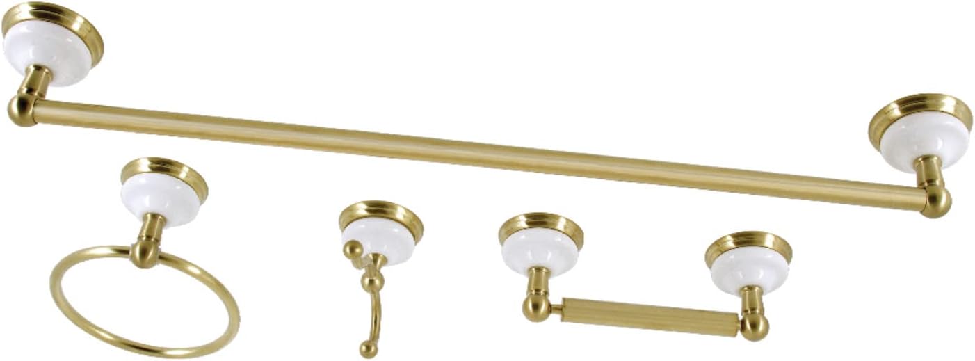 Kingston Brass BAK1111478BB Victorian 4-Piece 24-Inch Towel Bar Bathroom Accessory Set in Brushed Brass