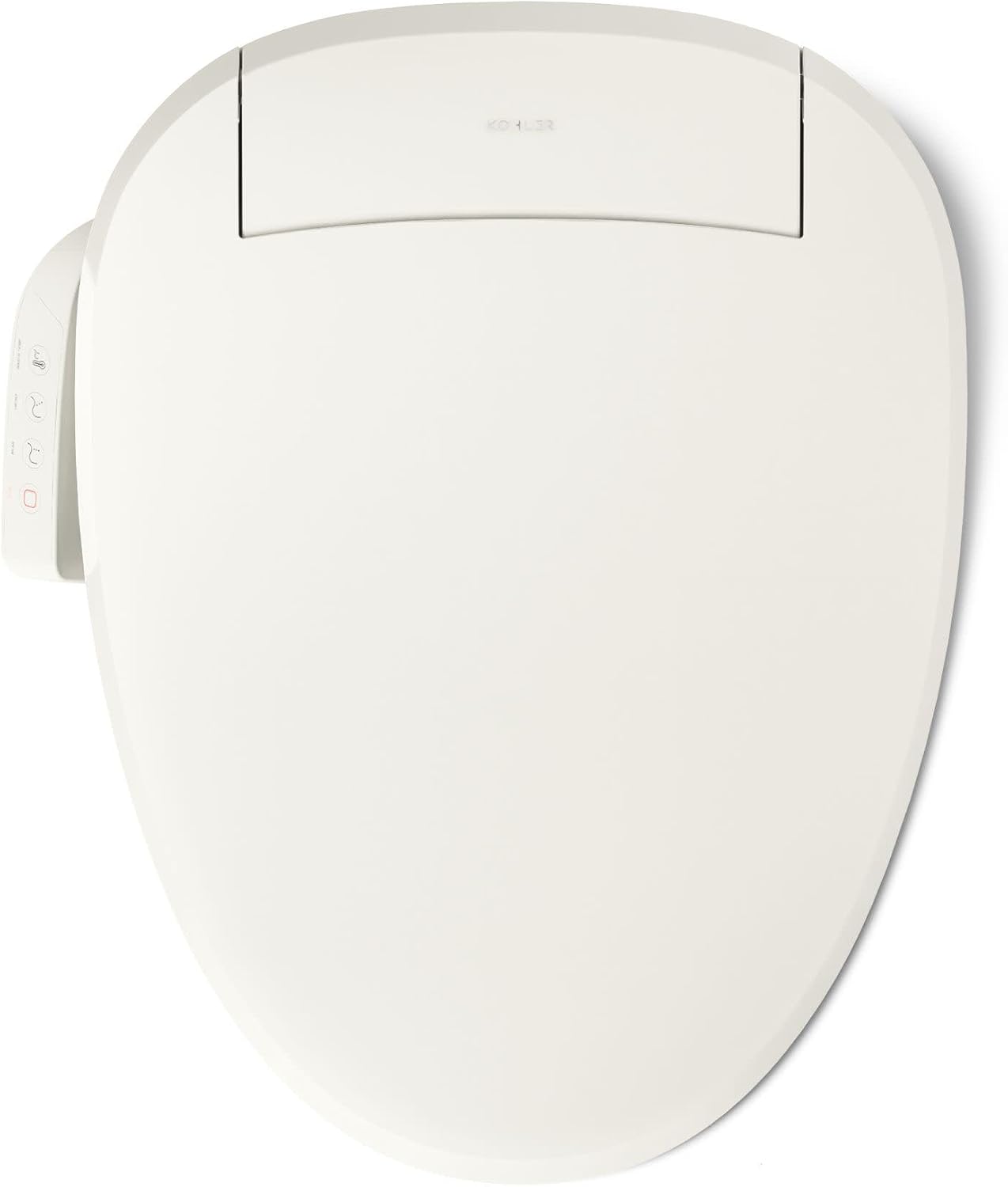 Kohler PureWash E545 Elongated Heated Bidet Toilet Seat, Warm Water, Biscuit with Side Panel, Quiet-Close Lid, Self-Cleaning Wand, Adjustable Water Pressure and Nightlight, Side Panel Controls