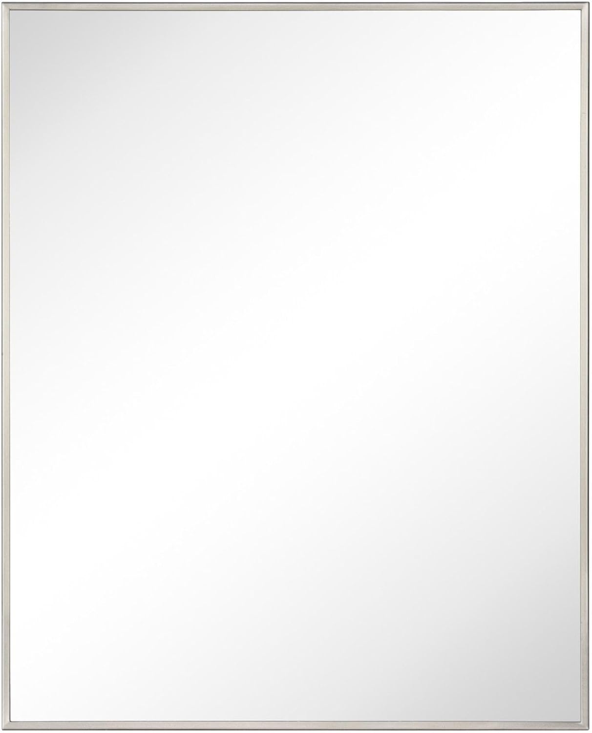 TEHOME 24'' x 30'' Brushed Nickel Recessed and Surface Mount Bathroom Nickel Medicine Cabinet with Mirror Square Cornered Metal Framed Rounded Rectangle Medicine Cabinet Mirror