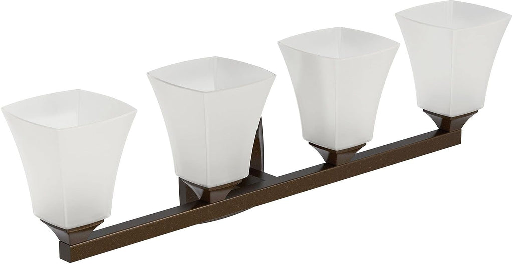 Moen Voss Oil Rubbed Bronze 4-Light Dual-Mount Bath Bathroom Vanity Fixture with Frosted Glass, YB5164ORB