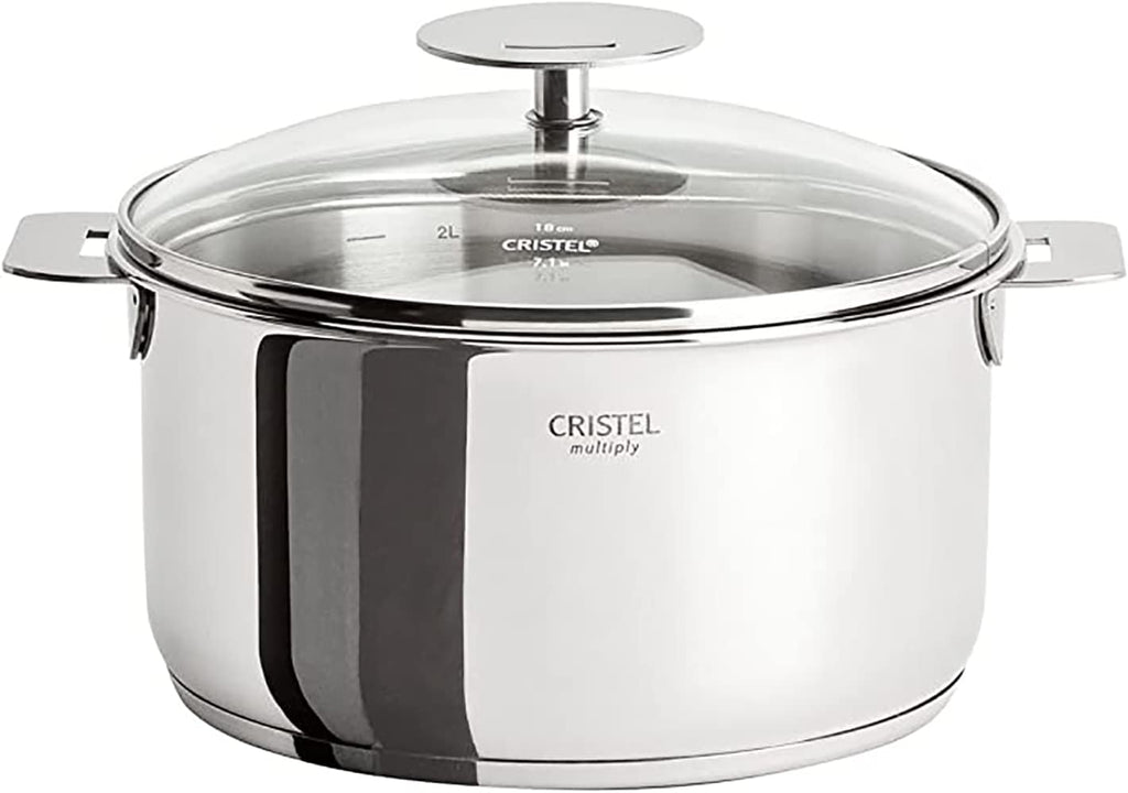 Cristel Mutine Stainless Steel 3 Quart Saute Pan with Domed Glass Lid