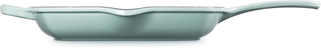 Le Creuset Enameled Cast Iron Signature Square Skillet Grill, 10.25', Sea salt