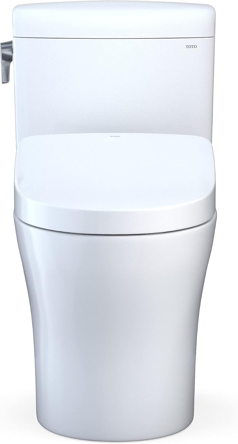 TOTO® WASHLET®+ Aquia IV® Cube Two-Piece Elongated Dual Flush 1.28 and 0.9 GPF Toilet with Auto Flush S550e Bidet Seat, Cotton White - MW4363056CEMFGNA#01