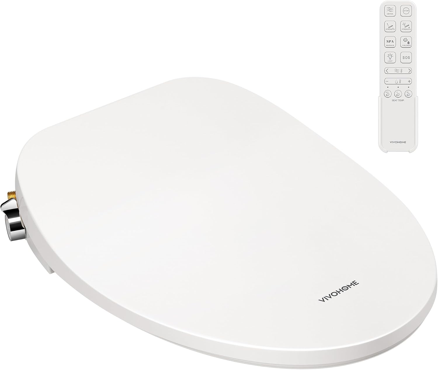 VIVOHOME Smart Heated Bidet Toilet Seat with Remote Control, Self-Cleaning Dual Nozzles for Rear and Front Cleansing, Adjustable Temperature Settings with Warm Air Dryer, Soft Close Lid, Nightlight