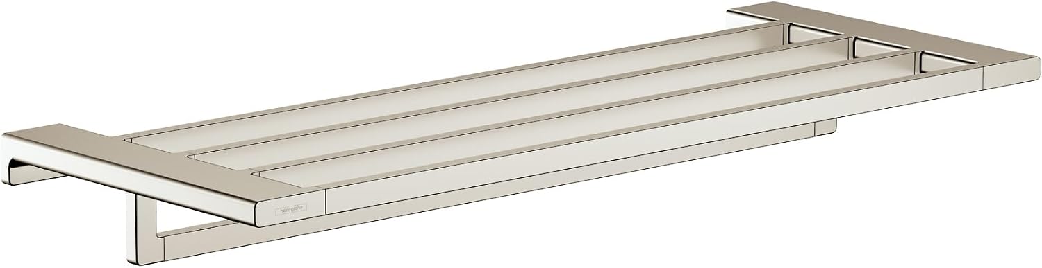 hansgrohe AddStoris modern Towel Rack with Towel Bar in Polished Nickel, 41751830