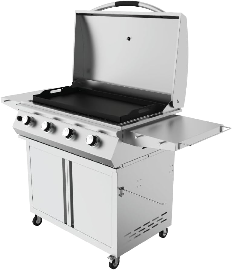 GRILLA Primate Gas Grill & Griddle with Clearview Grease Management System, Heavy-Duty Stainless Steel Design, 490 Square Inches of Cook Space, For Grilling, Outdoor Cooking, and Griddle