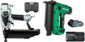 Bundle of Metabo HPT Finish Nailer | 16 Gauge Finish Nails - 1-Inch up to 2-1/2-Inch | NT65M2S + Metabo HPT 18V MultiVolt™ 18-Ga Compact Cordless Brad Nailer Kit, NT1850DG