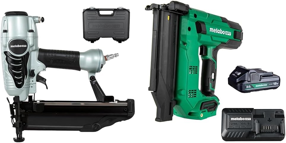 Bundle of Metabo HPT Finish Nailer | 16 Gauge Finish Nails - 1-Inch up to 2-1/2-Inch | NT65M2S + Metabo HPT 18V MultiVolt™ 18-Ga Compact Cordless Brad Nailer Kit, NT1850DG